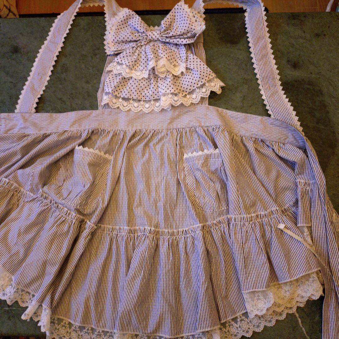 ピースナウ 可愛いリボン&レースのエプロン ロリータ系 美品