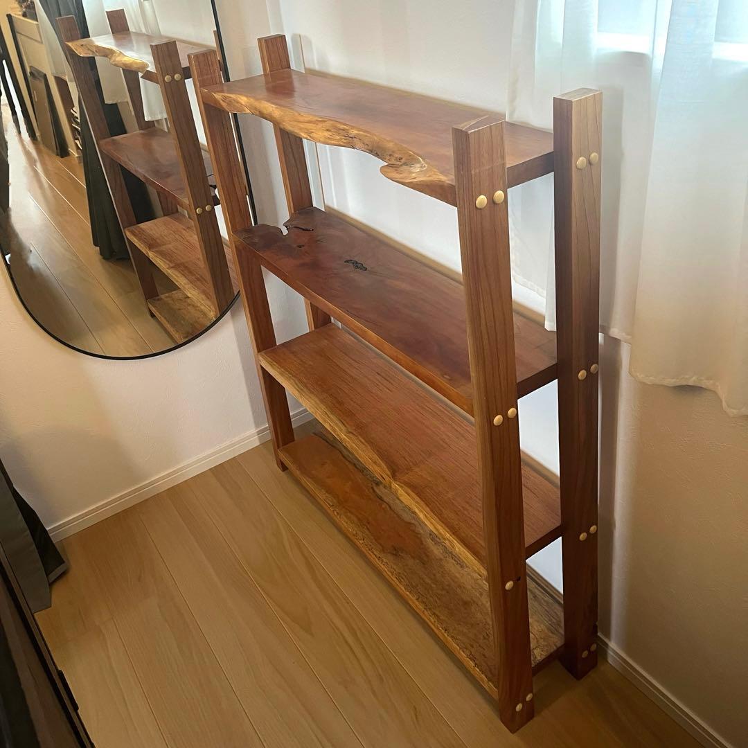 【最終値下げ】無垢材古家具古道具一枚板重硬オープンラック収納棚 オープンシェルフ