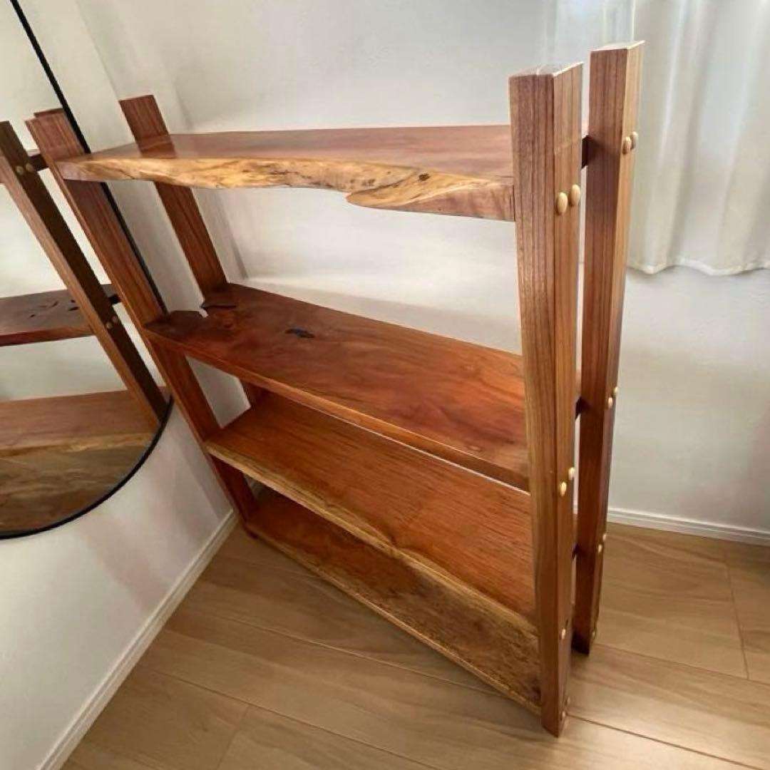 【最終値下げ】無垢材古家具古道具一枚板重硬オープンラック収納棚 オープンシェルフ