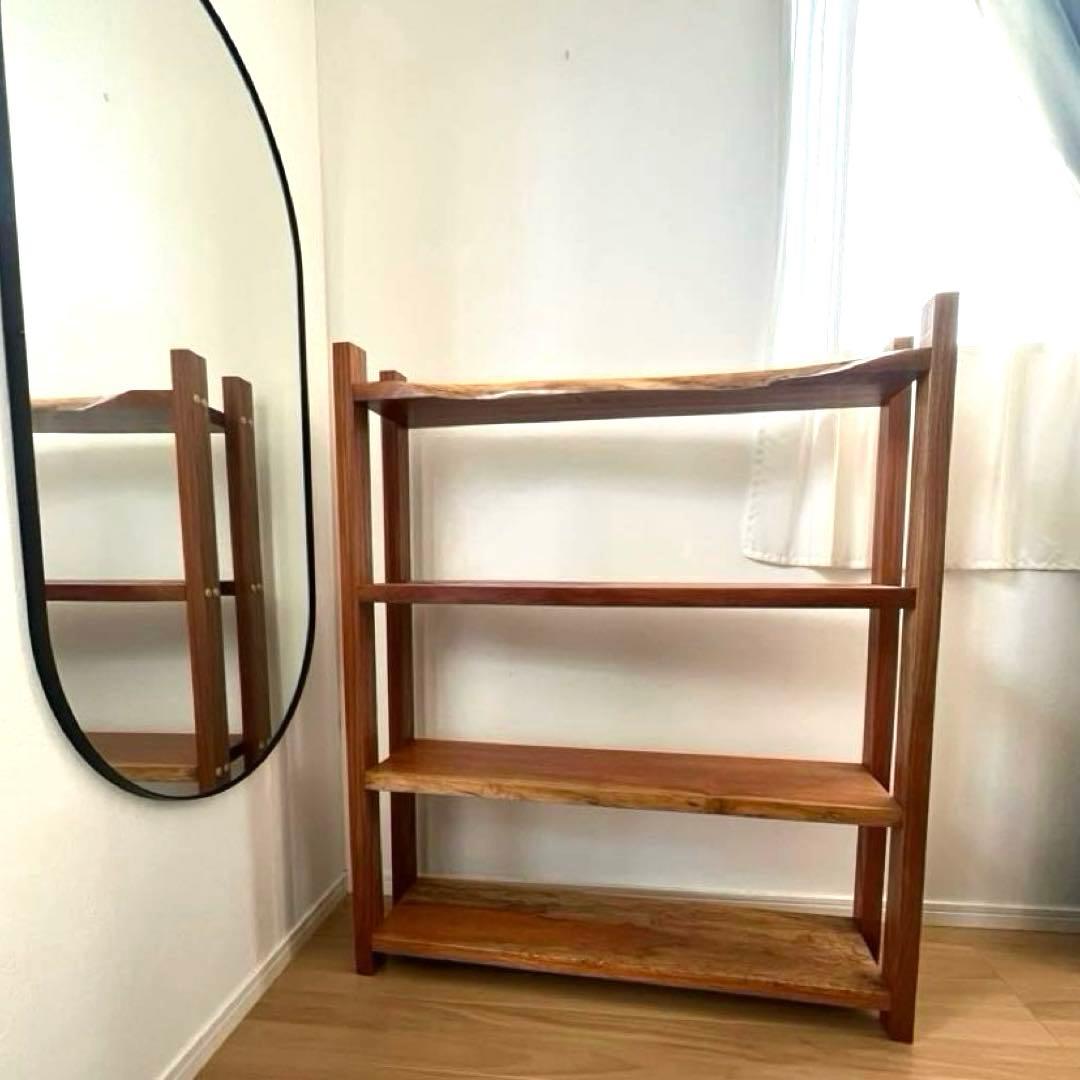 【最終値下げ】無垢材古家具古道具一枚板重硬オープンラック収納棚 オープンシェルフ