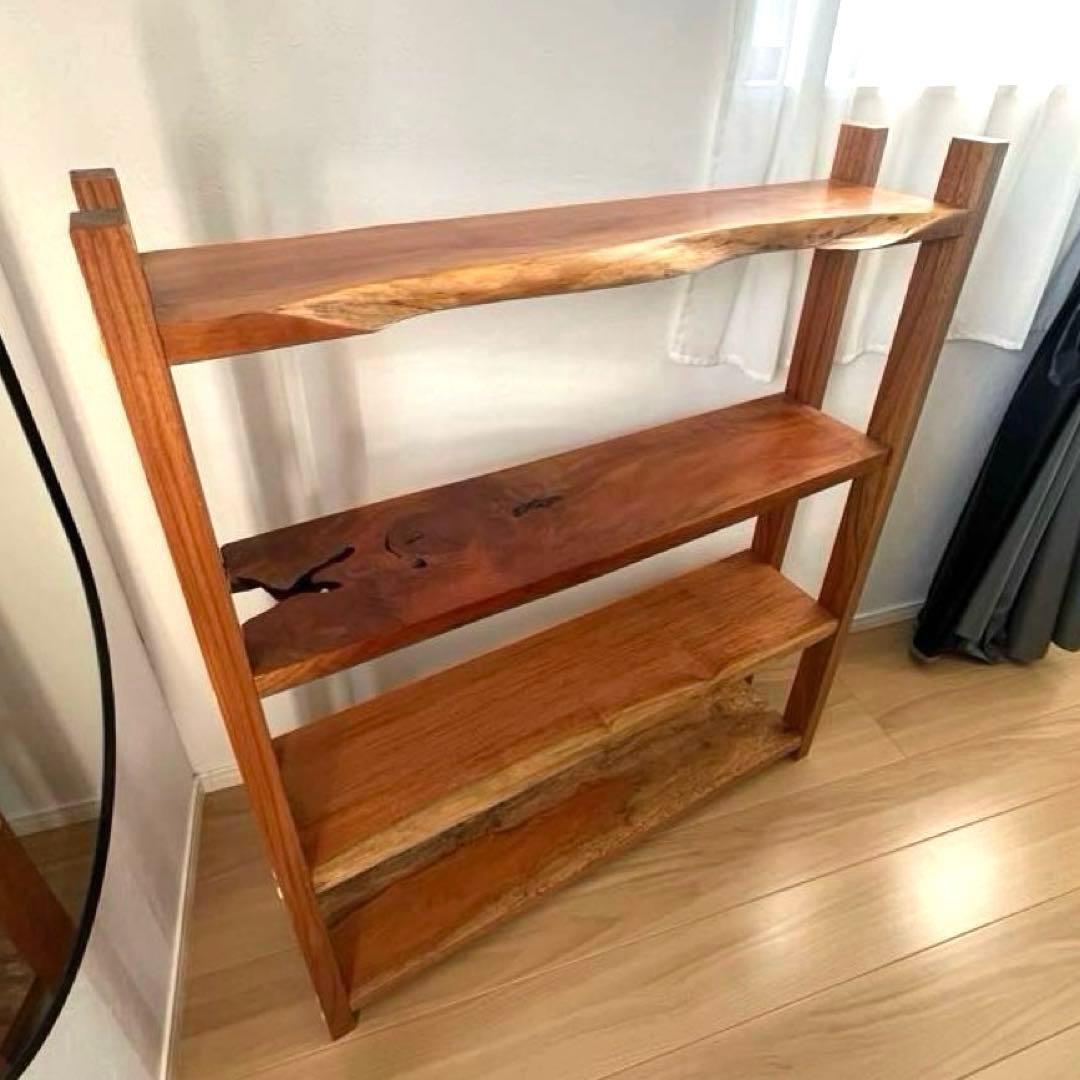 【最終値下げ】無垢材古家具古道具一枚板重硬オープンラック収納棚 オープンシェルフ