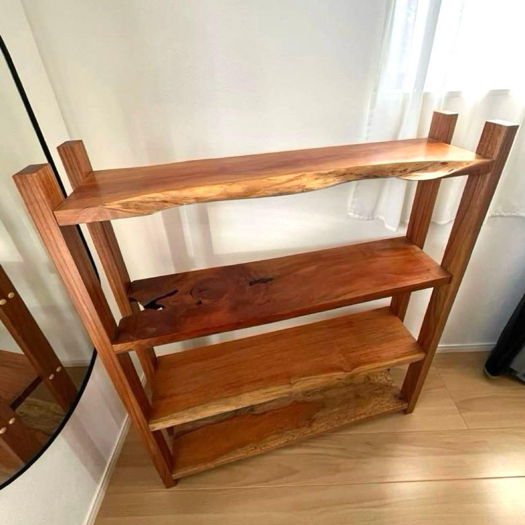 【最終値下げ】無垢材古家具古道具一枚板重硬オープンラック収納棚 オープンシェルフ