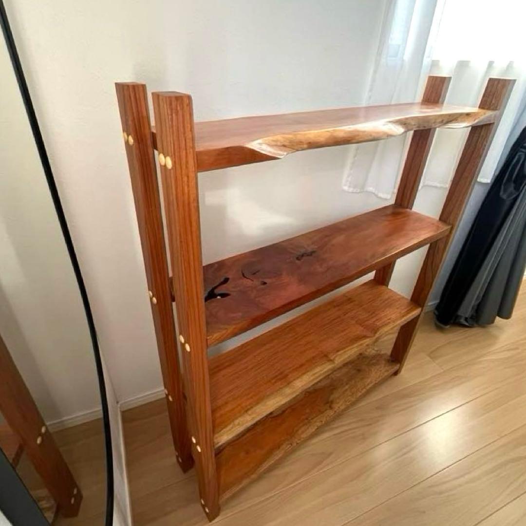 【最終値下げ】無垢材古家具古道具一枚板重硬オープンラック収納棚 オープンシェルフ