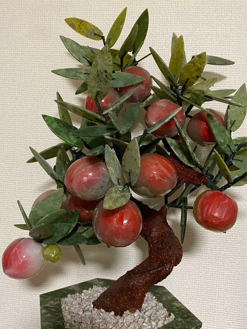 中国美術 天然石 玉石 桃 盆景 置物 古玩 年代物