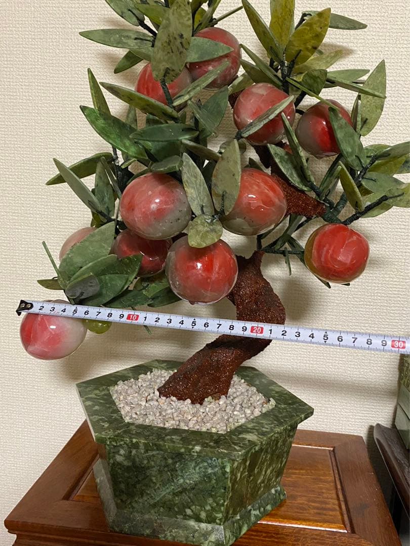 中国美術 天然石 玉石 桃 盆景 置物 古玩 年代物