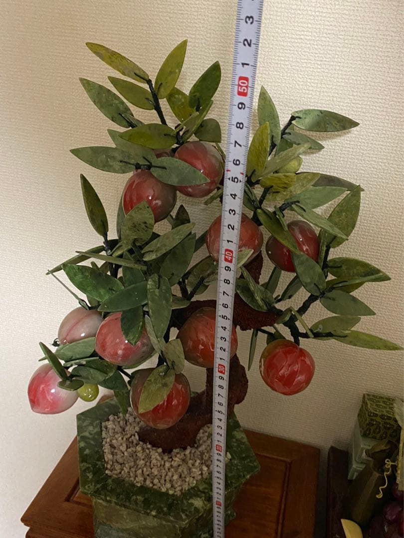 中国美術 天然石 玉石 桃 盆景 置物 古玩 年代物