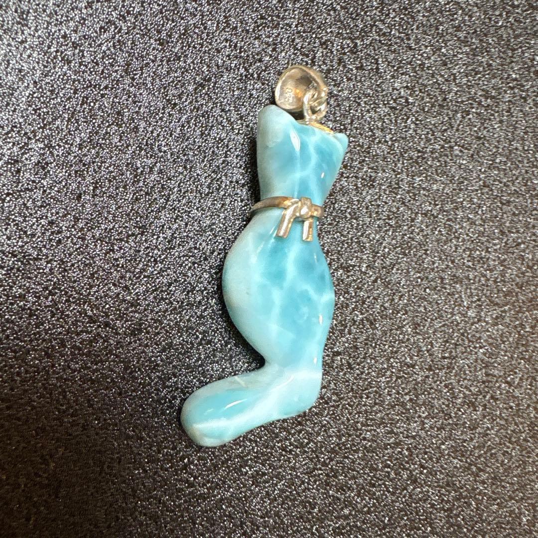 綺麗な猫ちゃんラリマー　高品質天然石　ペンダントトップ