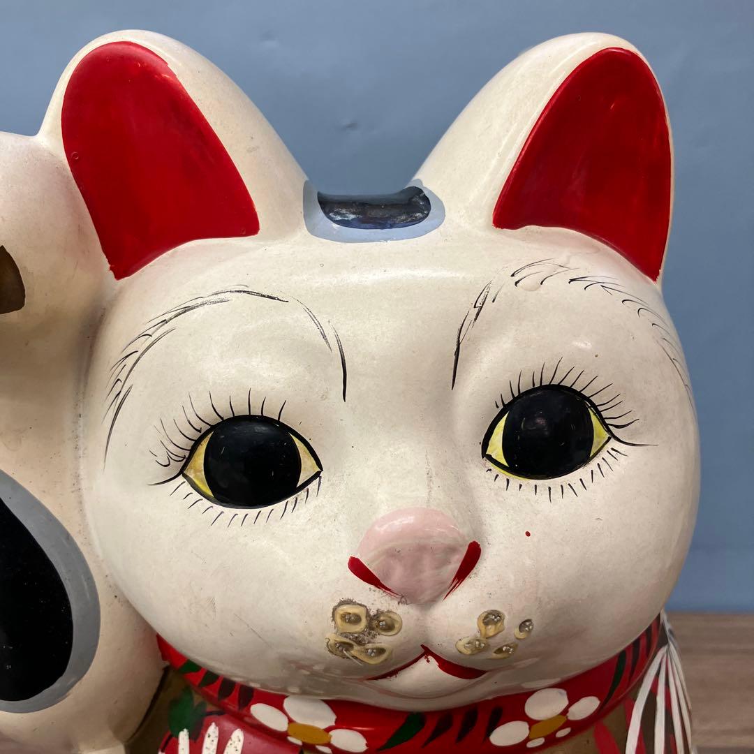4F 招き猫 貯金箱 常滑焼 陶器 置物 縁起物 レトロ 飾り インテリア