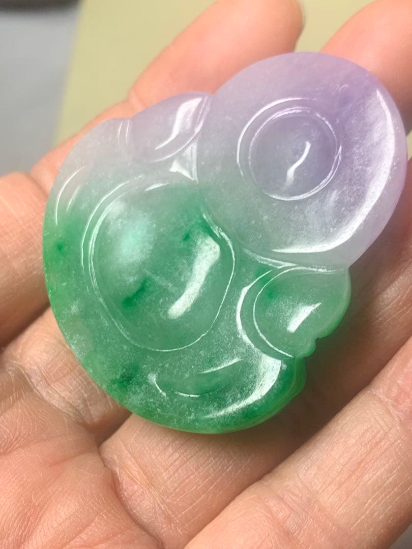 美品 ミャンマー翡翠トップ　大布袋様