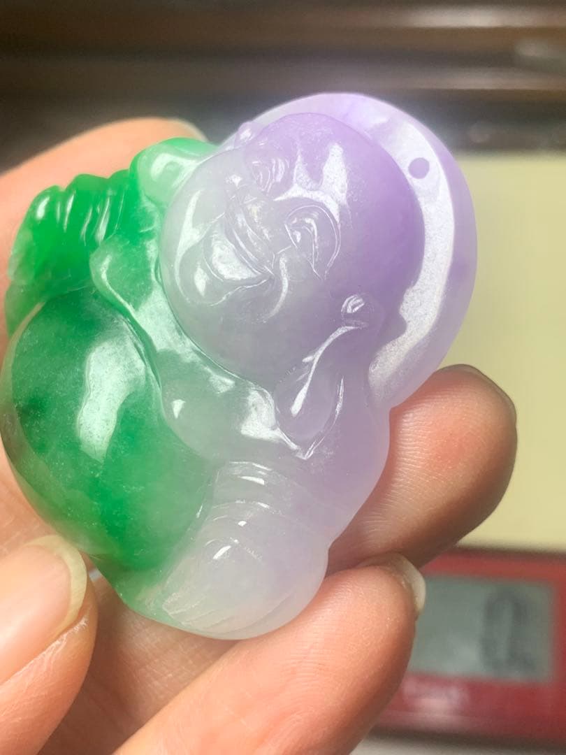 美品 ミャンマー翡翠トップ　大布袋様
