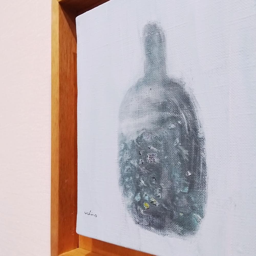 内野隆文　ワインボトル　絵画　F0号　静物画　キャンバス　現代アート　美術　額付