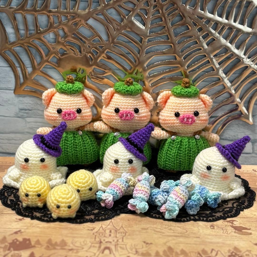 あみぐるみ　ぶたさん　ハロウィン　【ゆっこ】ハンドメイド