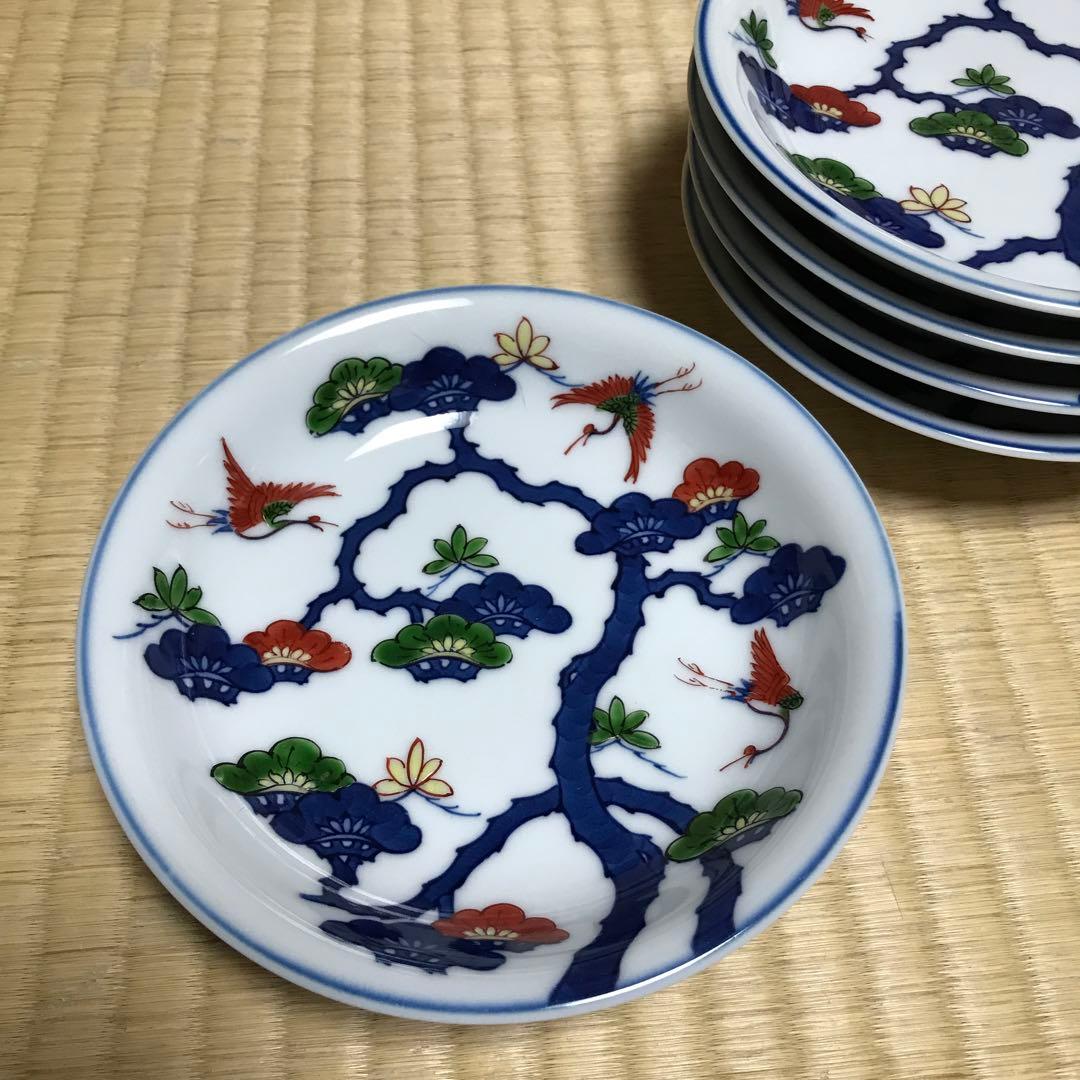 源右衛門窯　松と鶴の皿5枚