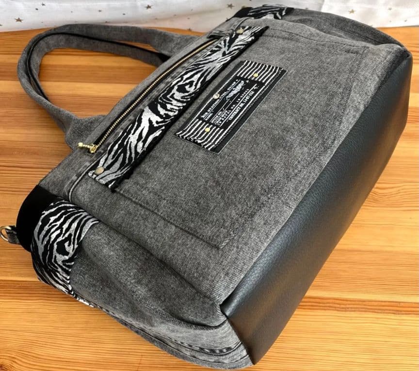 miyu大きめデニムリメイクバッグ（LL）No.956☆トートバッグ