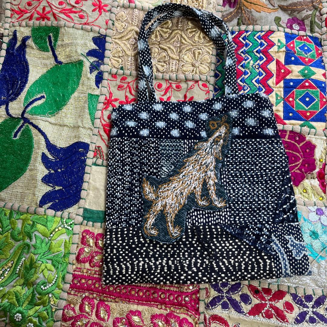 一点物工房のむら未使用　刺し子　ミナペルホネン ウルフ　ミニバッグ