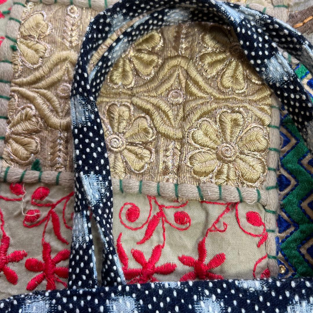 一点物工房のむら未使用　刺し子　ミナペルホネン ウルフ　ミニバッグ