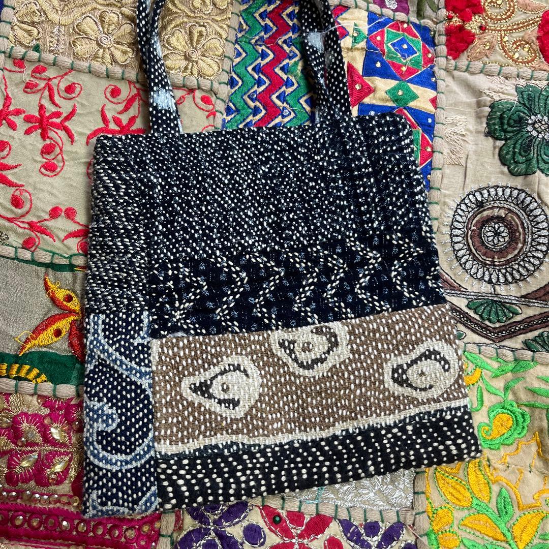 一点物工房のむら未使用　刺し子　ミナペルホネン ウルフ　ミニバッグ