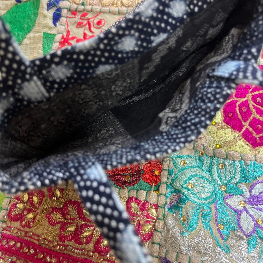 一点物工房のむら未使用　刺し子　ミナペルホネン ウルフ　ミニバッグ