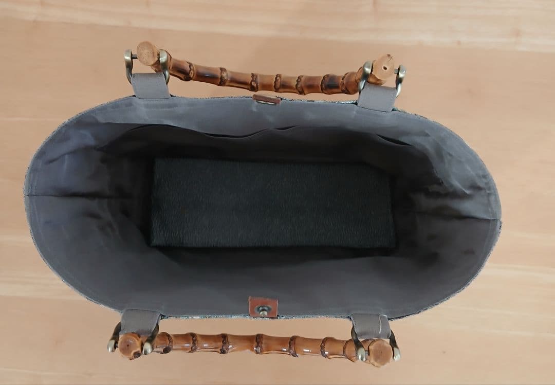 帯リメイクバッグ★ハンドメイド★シルバーグレー地に辻が花・銀糸箔・ 正絹袋帯