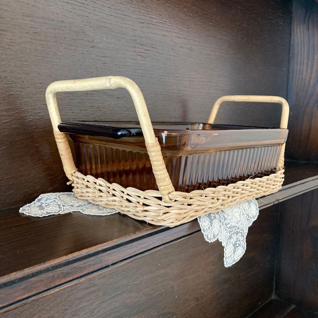 ファイヤーキング　ローフパン　アンバー　籐　トレイ　USA