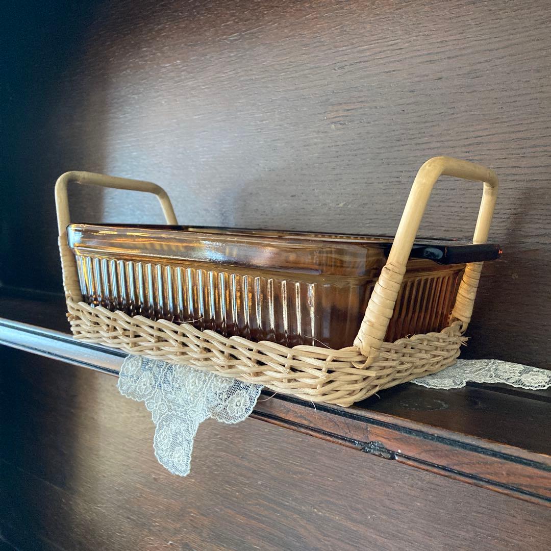 ファイヤーキング　ローフパン　アンバー　籐　トレイ　USA