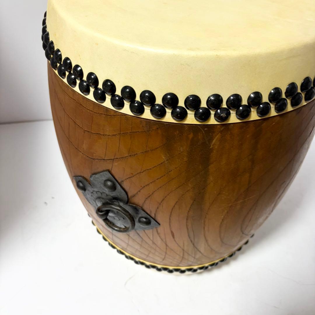 和太鼓 1尺1寸（面33cm）長胴太鼓 ケヤキ塗り くりぬき胴