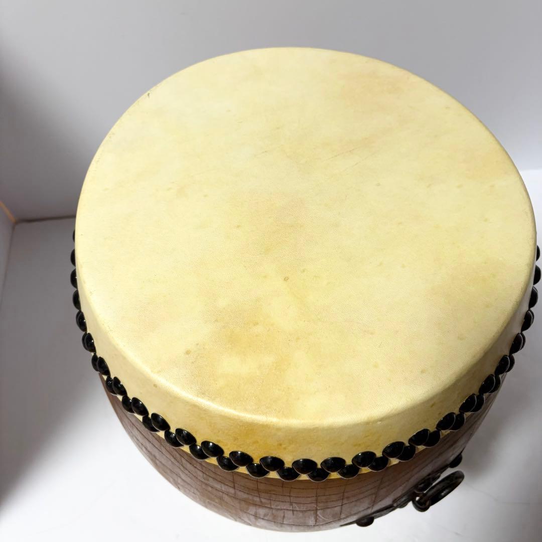 和太鼓 1尺1寸（面33cm）長胴太鼓 ケヤキ塗り くりぬき胴