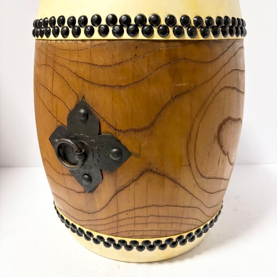 和太鼓 1尺1寸（面33cm）長胴太鼓 ケヤキ塗り くりぬき胴