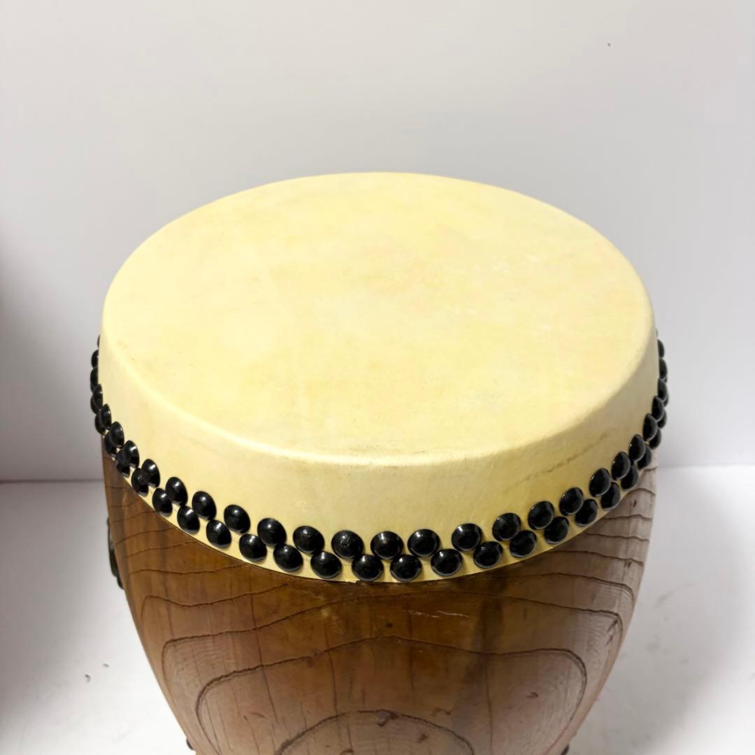 和太鼓 1尺1寸（面33cm）長胴太鼓 ケヤキ塗り くりぬき胴