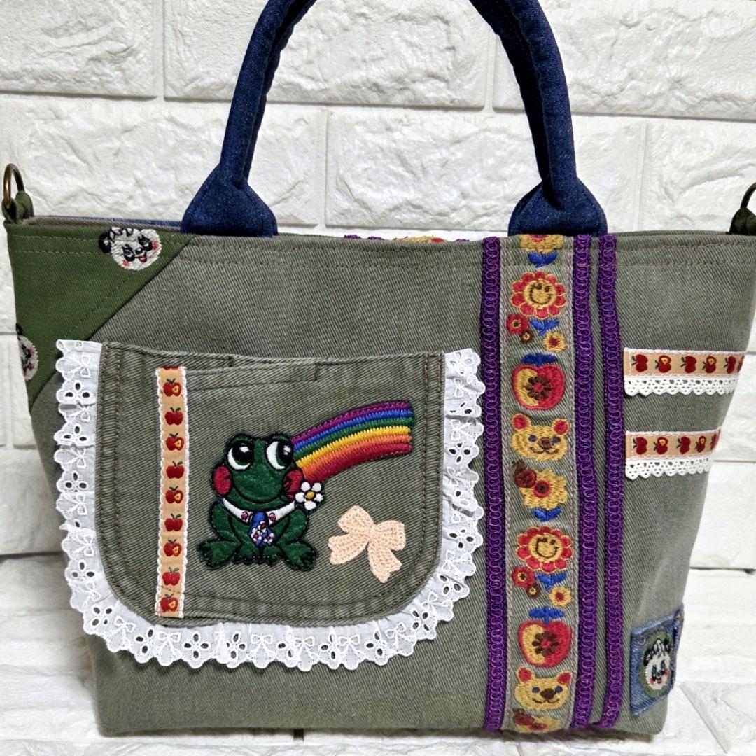 【SA様☘️専用】 944 デニム＊リメイク＊刺繍＊バッグ＊トートバッグ