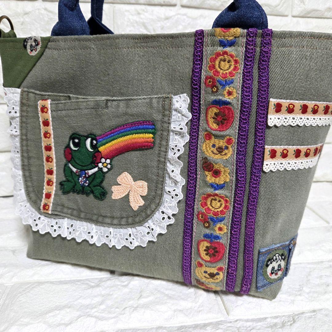 【SA様☘️専用】 944 デニム＊リメイク＊刺繍＊バッグ＊トートバッグ