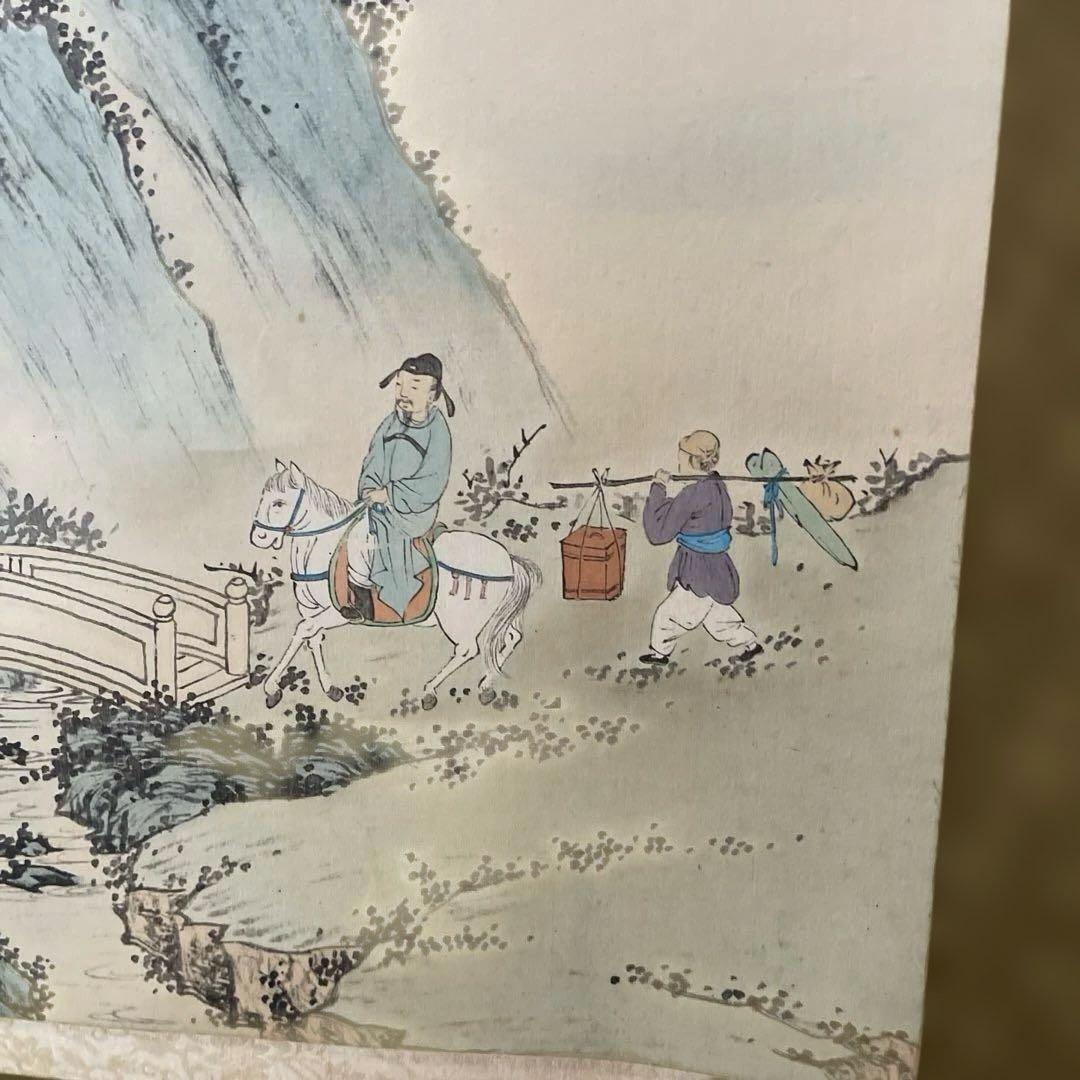 アンティーク山水画 水墨画 大判★ 嶺南春色★シミあり★春の訪れ★ 掛け軸レトロ