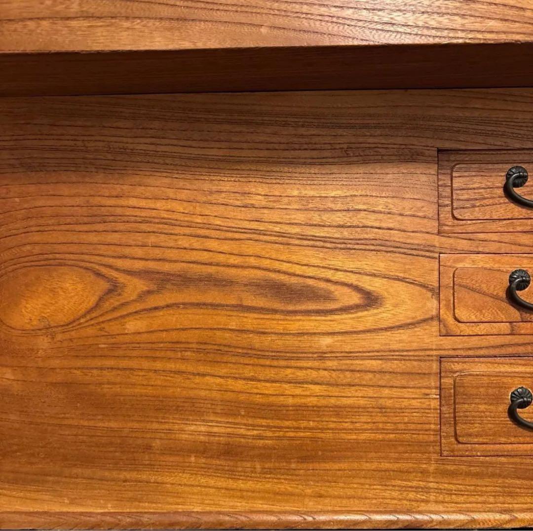 昭和レトロ　関西火鉢　長火鉢 銅製コンロ＆酒燗器　付き 古民家家具 天然木 無垢