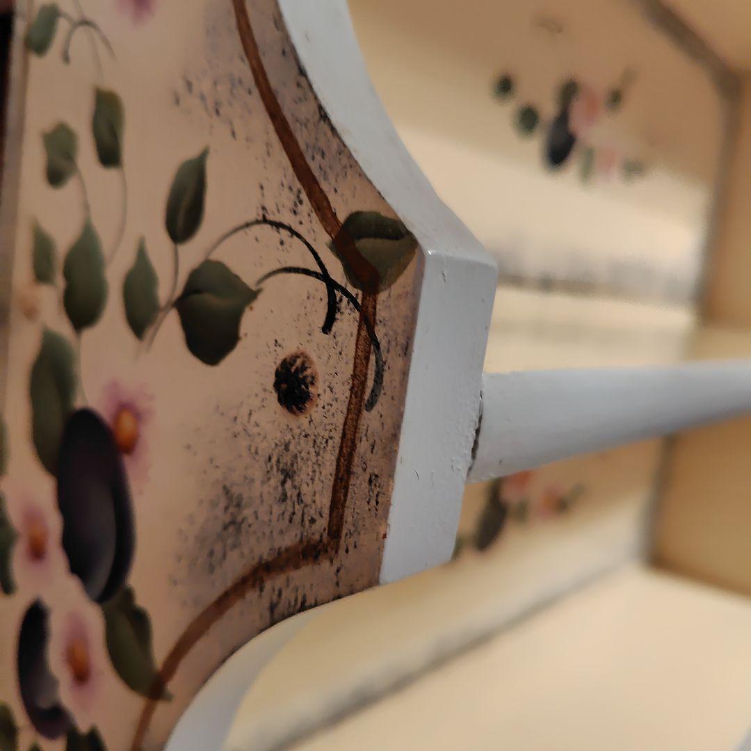 カントリー雑貨　トールペイント　花柄木製シェルフ