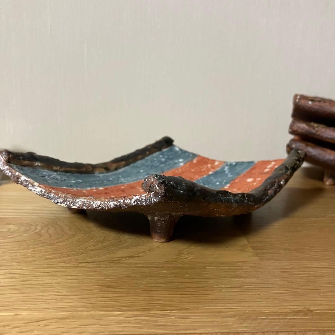 和食器　足付　長方皿　4枚セット