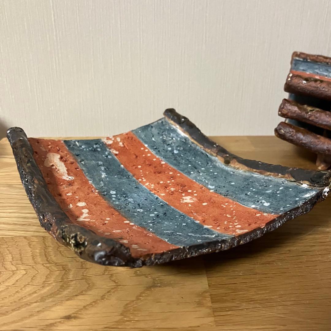 和食器　足付　長方皿　4枚セット