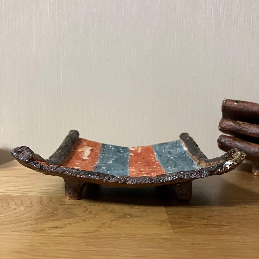 和食器　足付　長方皿　4枚セット