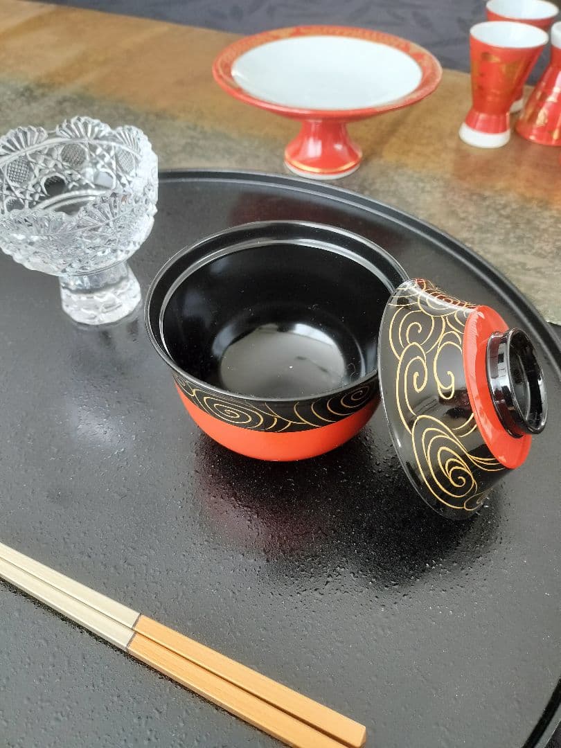 A657★有田焼、高台、酒杯、漆器おわんセット（おわん新品未使用）13点