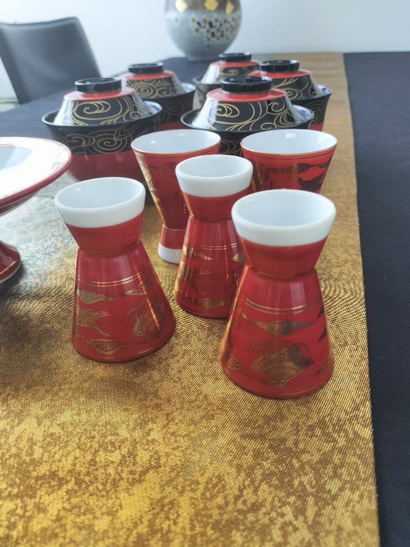 A657★有田焼、高台、酒杯、漆器おわんセット（おわん新品未使用）13点
