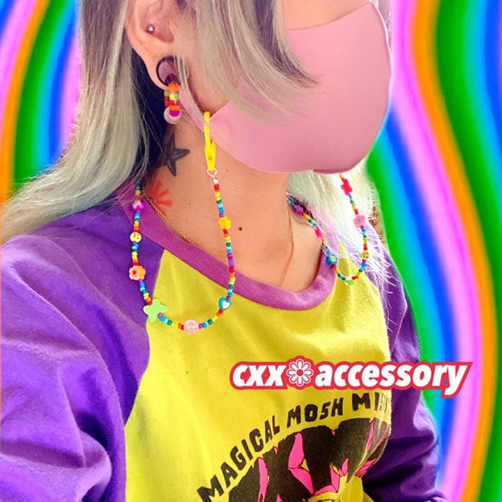 【ms-9】マスクチェーン ストラップ❁ニコちゃん カラフル 韓国 派手 原宿