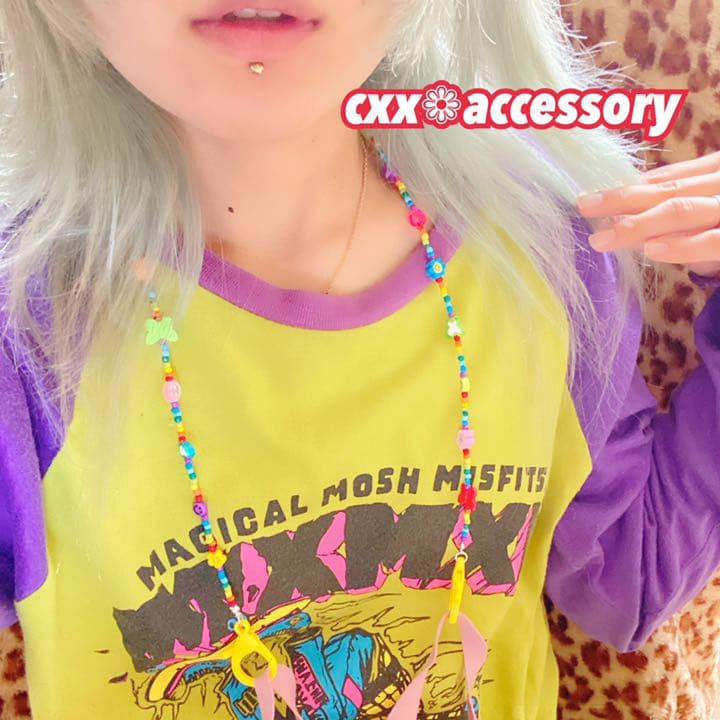 【ms-9】マスクチェーン ストラップ❁ニコちゃん カラフル 韓国 派手 原宿