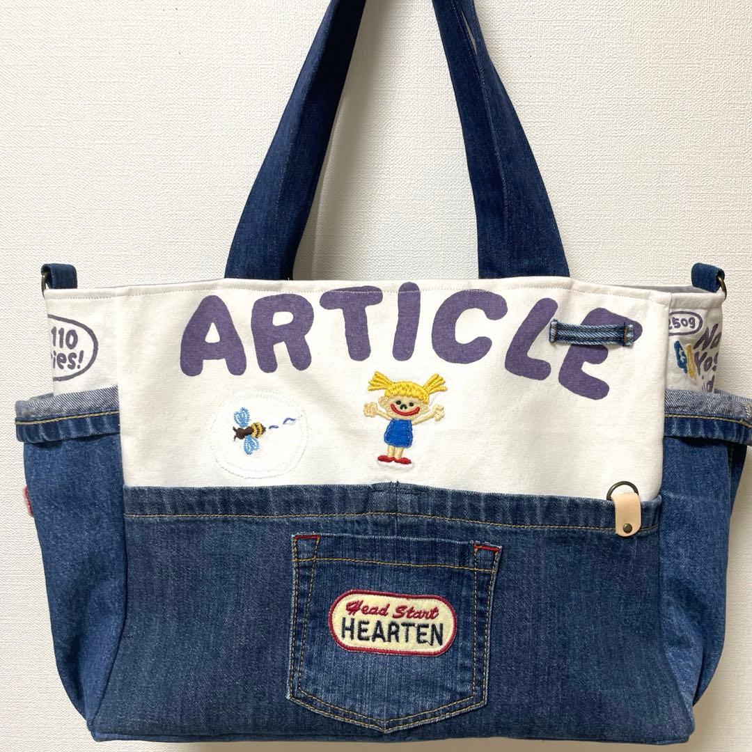 No.795 デニムリメイク☆トートバッグ♡特大サイズ