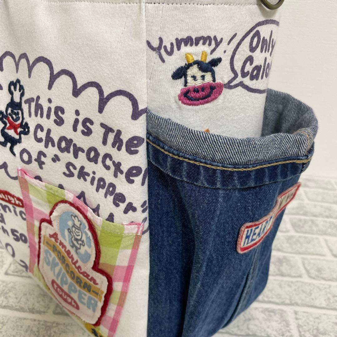 No.795 デニムリメイク☆トートバッグ♡特大サイズ