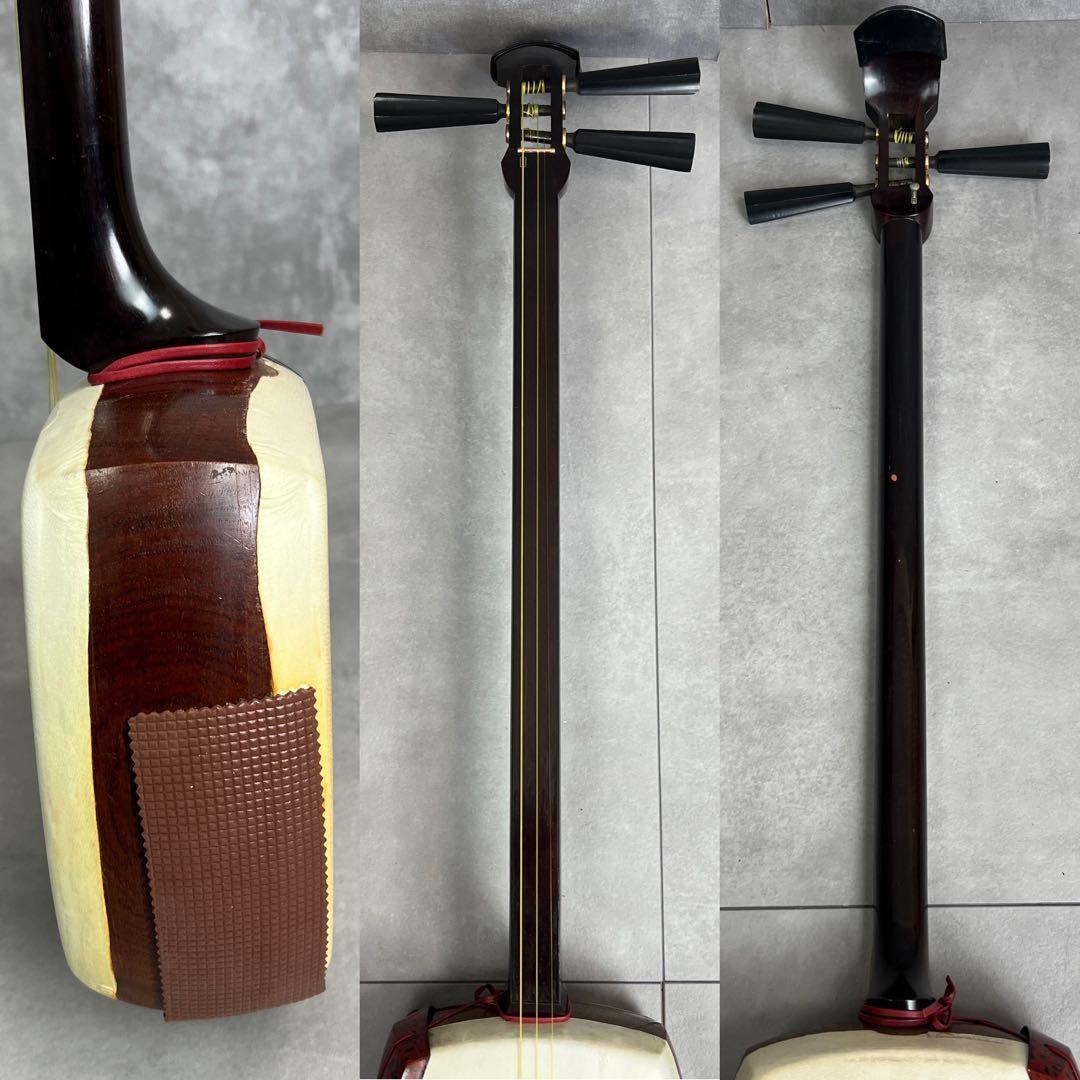 津軽三味線　綾杉胴　紅木　トチ多数　一本溝　糸巻きK9　上駒9金　正寸　津軽塗