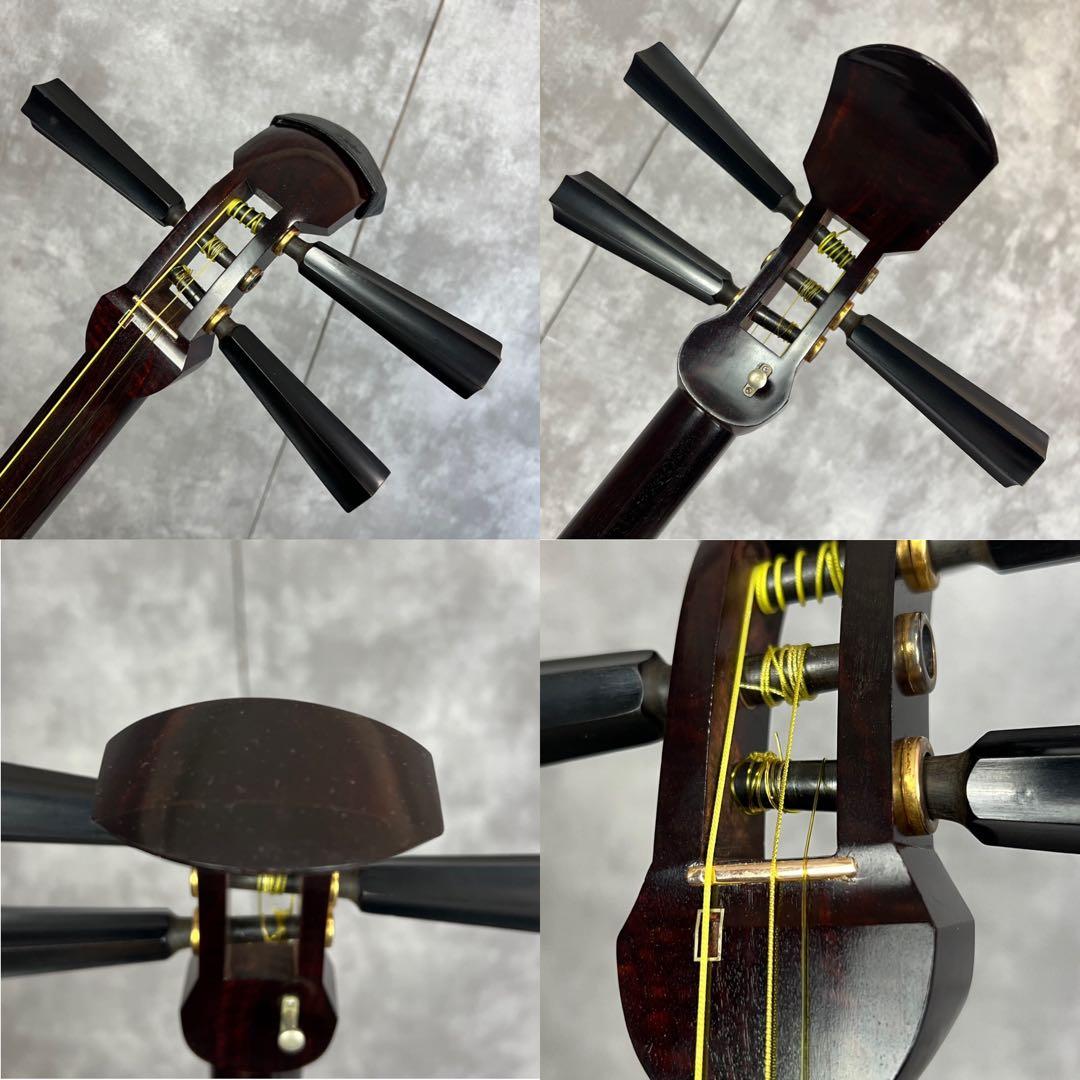 津軽三味線　綾杉胴　紅木　トチ多数　一本溝　糸巻きK9　上駒9金　正寸　津軽塗