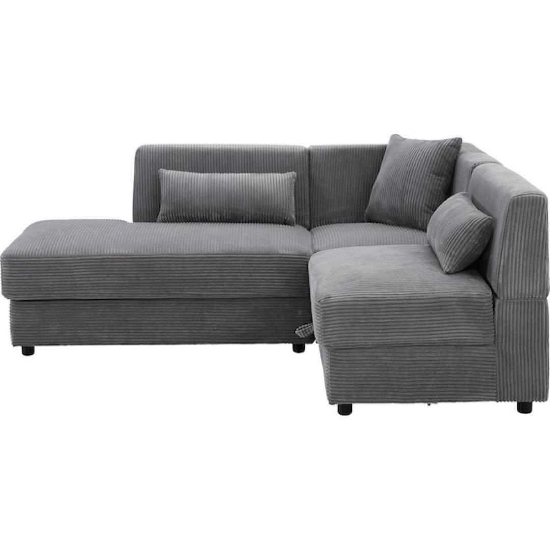 【高野真】グレー コーナーソファ 収納付き コーデュロイ