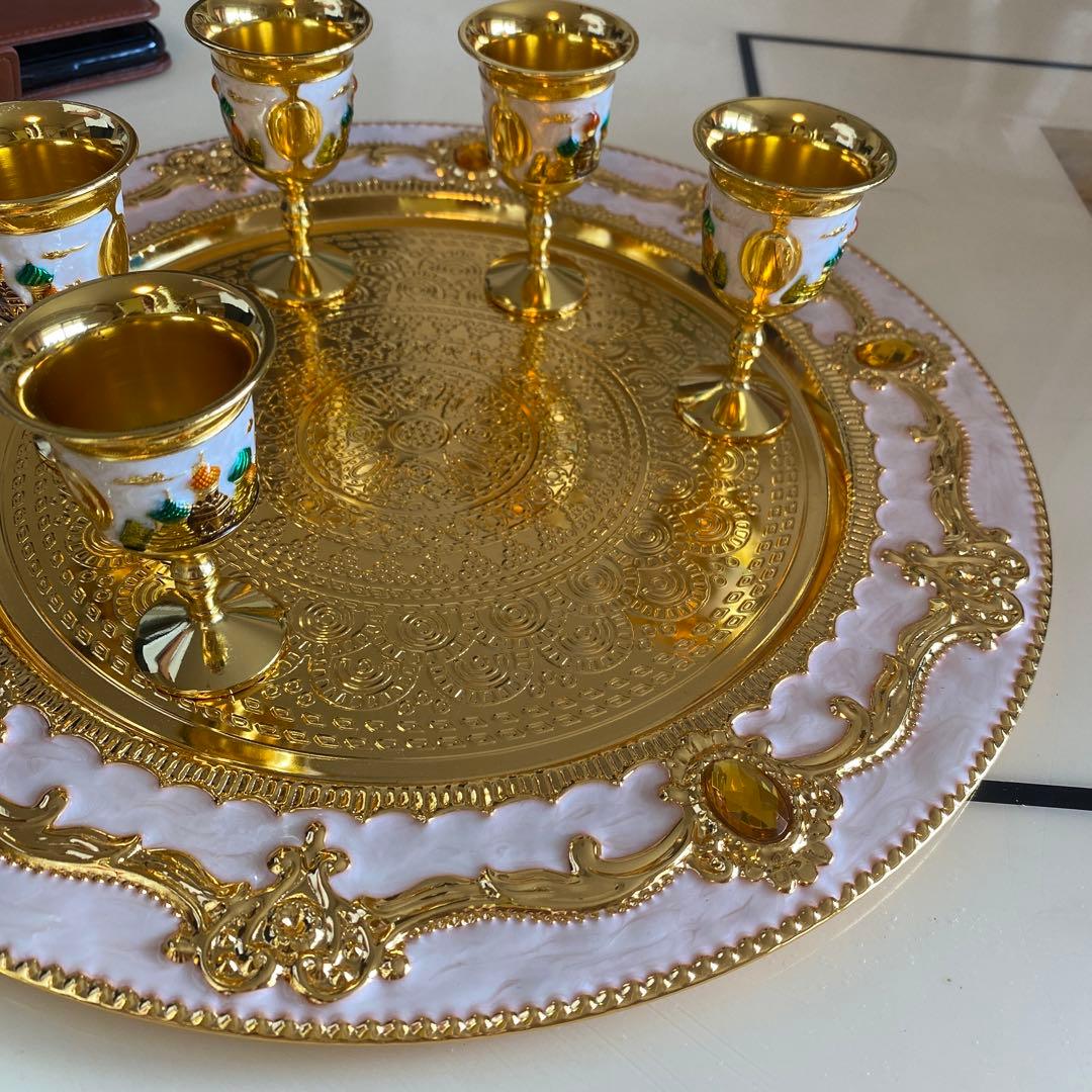 家庭用ビンテージやかんアンティークホワイトグラス創意ロシア酒器セット8種セット