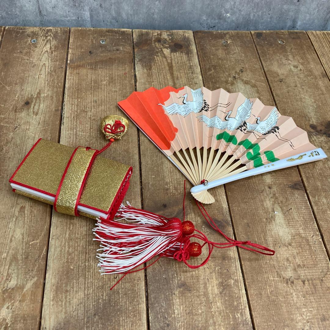 【豪華5点セット】七五三 御祝帯・和装小物セット（金・朱赤・花柄）