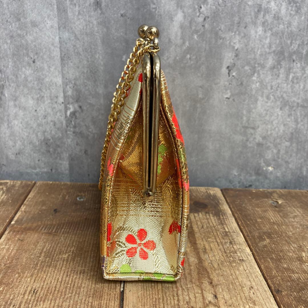 【豪華5点セット】七五三 御祝帯・和装小物セット（金・朱赤・花柄）