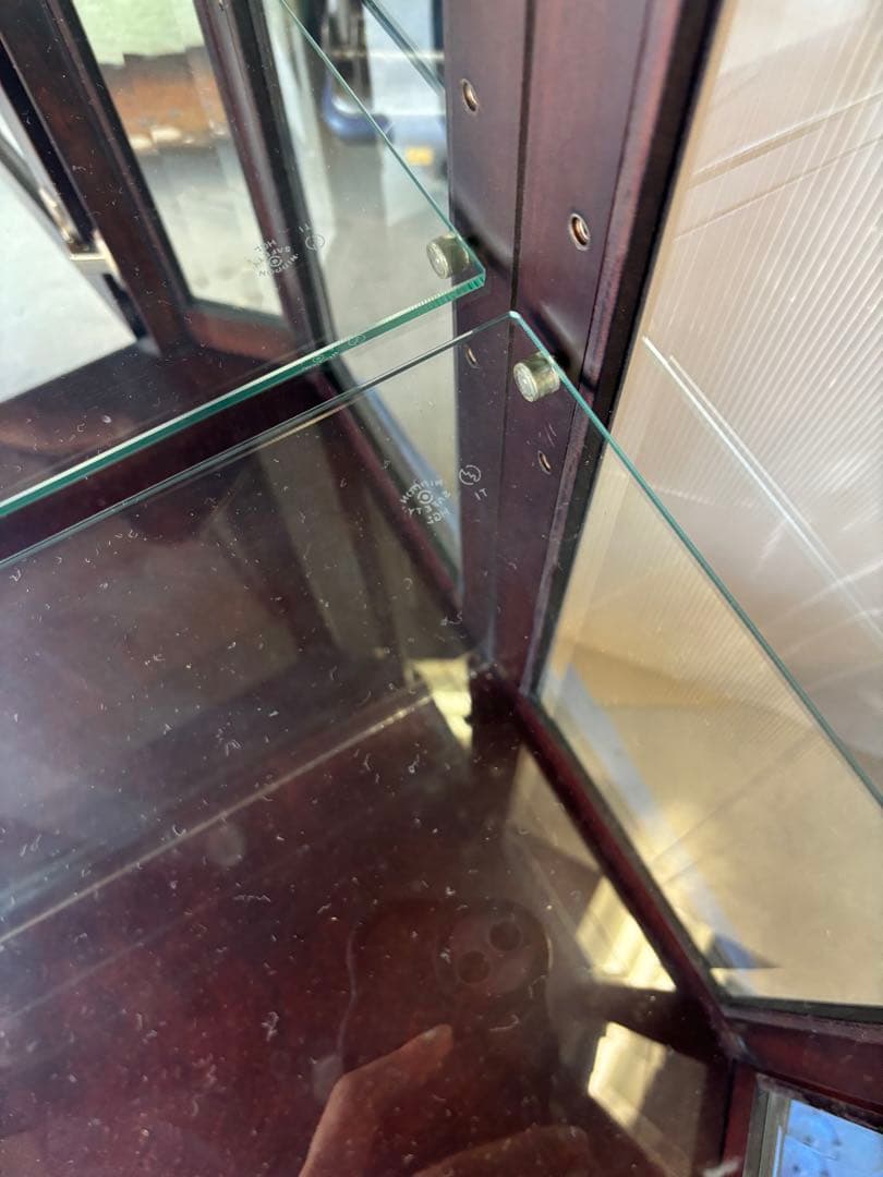 旭川 三陽家具工業 ガラスキャビネット ミラー付き飾り棚 照明付き